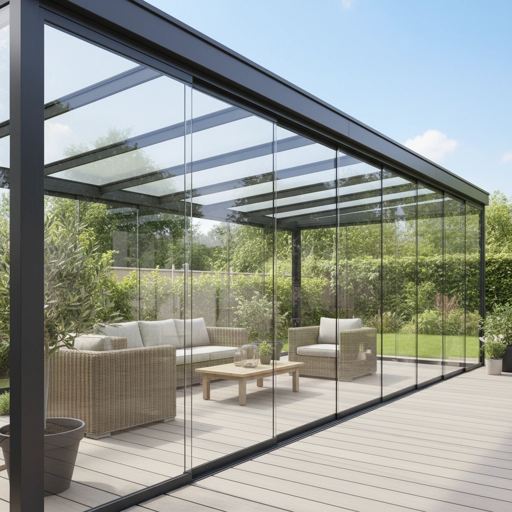 фото Раздвижное остекление для террасы: виды и монтаж