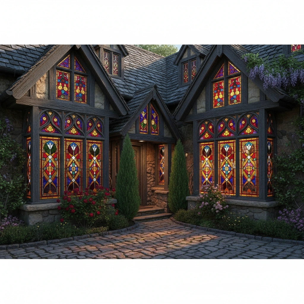 фото Витражное остекление: украшение фасада коттеджа